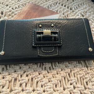 Lovcat Paris black leather long Wallet hearts